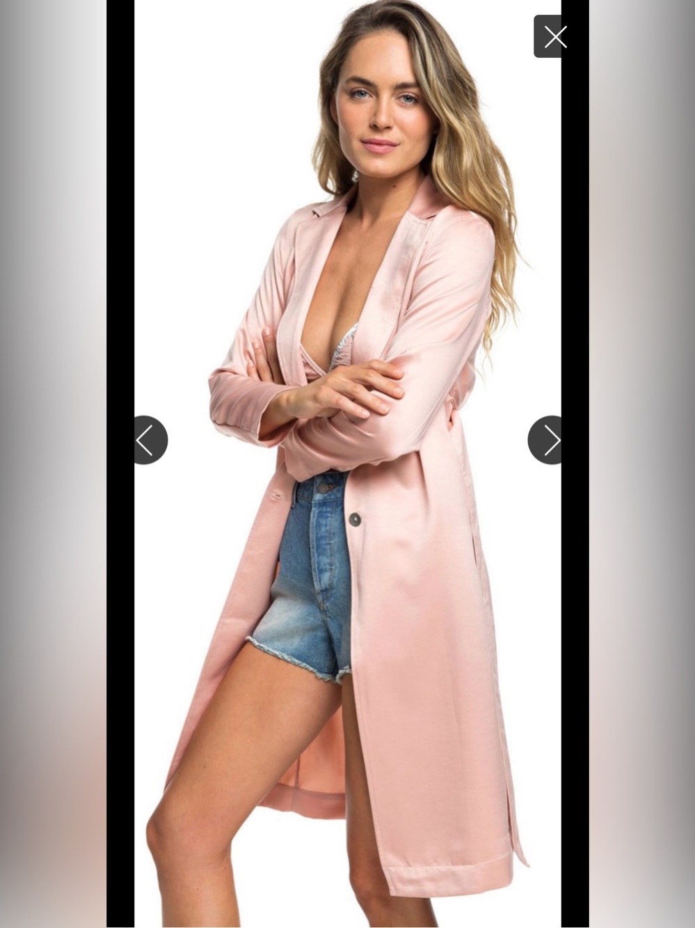 Roxy Long Satin Robe in Light Pink